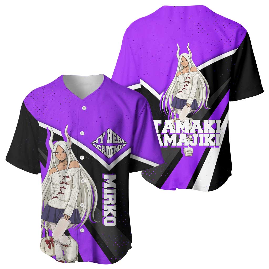 Mirko My Hero Academia Baseball Jersey Anime Grunge Splatter Graphic Style