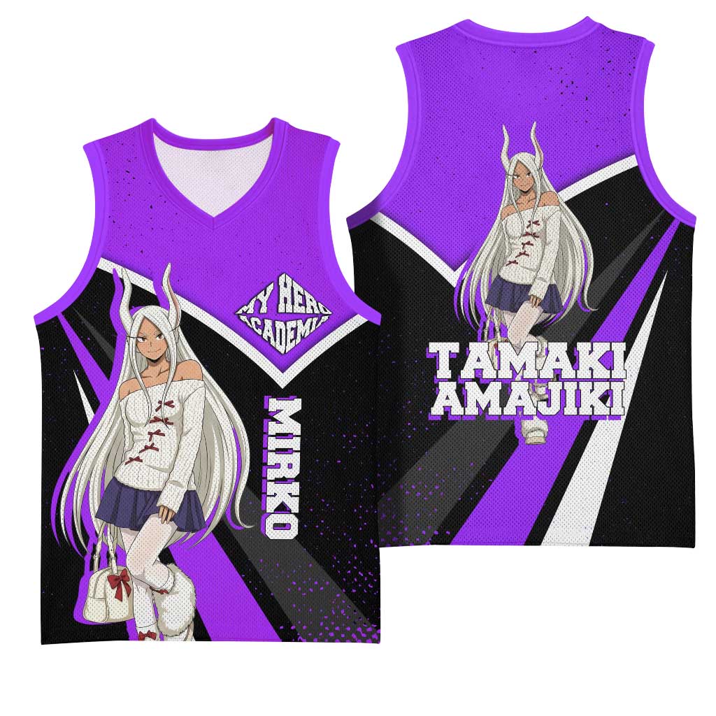 Mirko My Hero Academia Basketball Jersey Anime Grunge Splatter Graphic Style