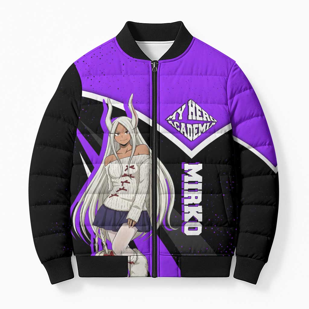 Mirko My Hero Academia Bomber Puffer Jacket Anime Grunge Splatter Graphic Style