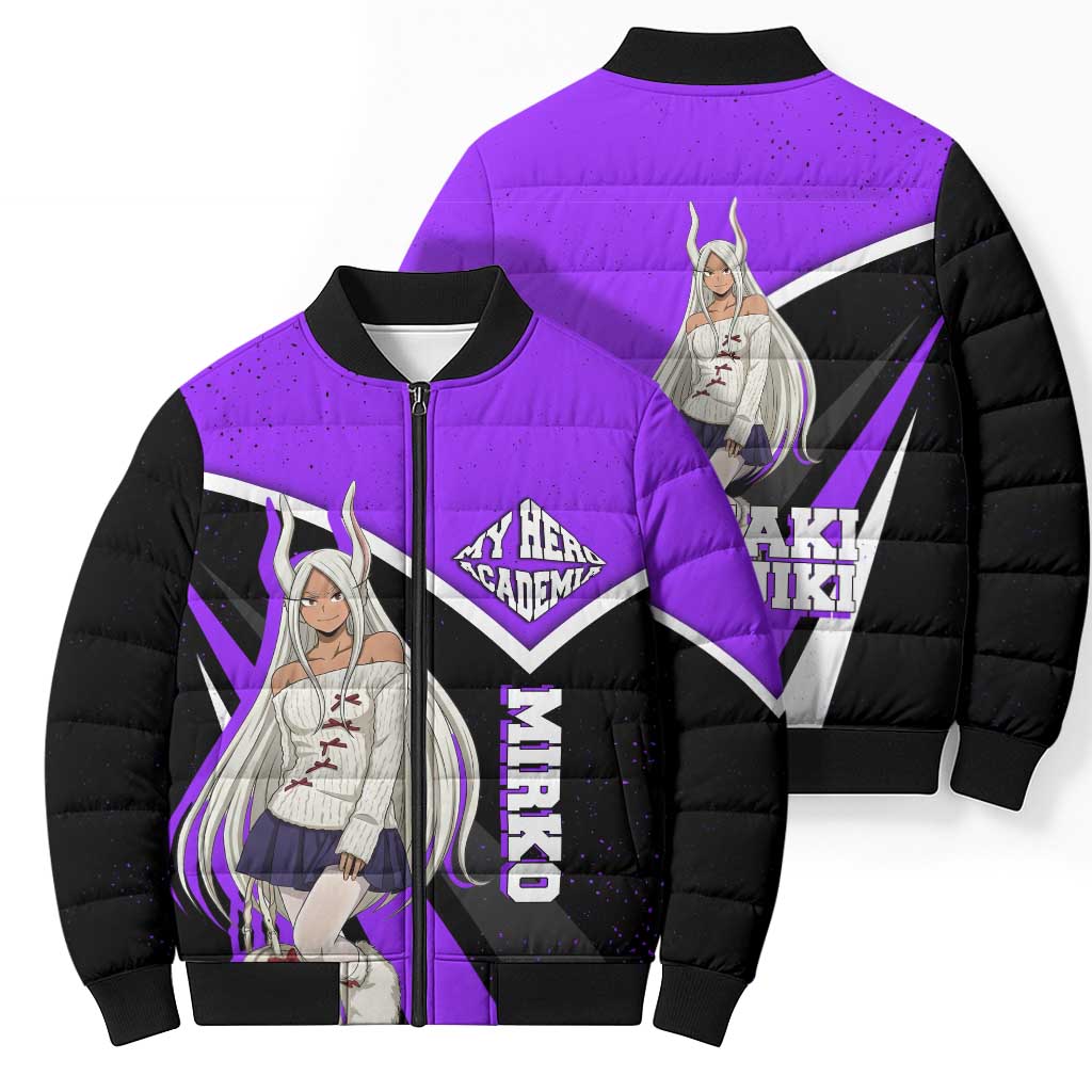 Mirko My Hero Academia Bomber Puffer Jacket Anime Grunge Splatter Graphic Style