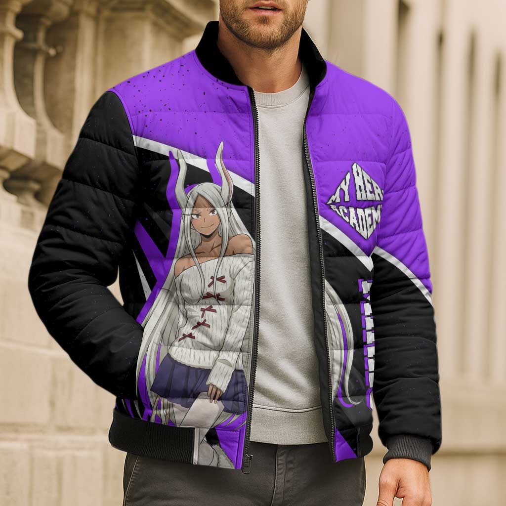 Mirko My Hero Academia Bomber Puffer Jacket Anime Grunge Splatter Graphic Style