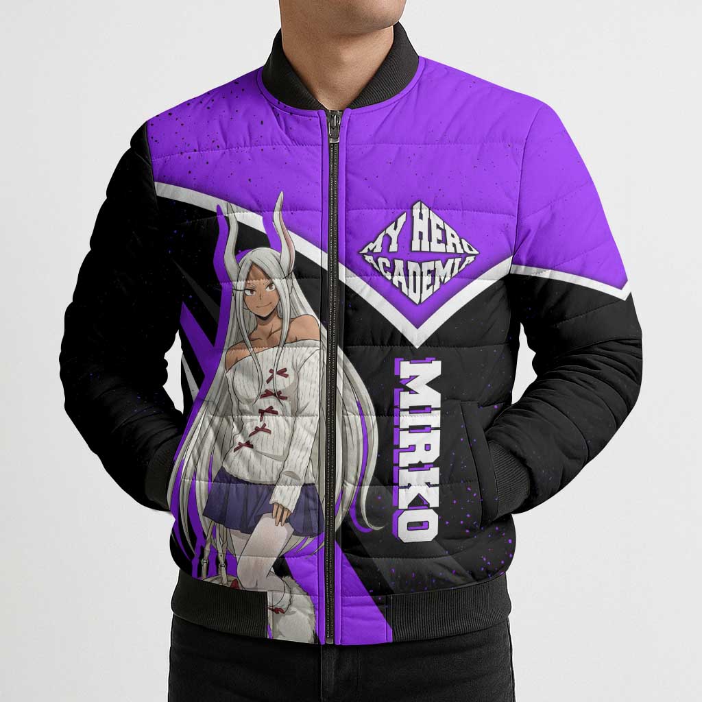 Mirko My Hero Academia Bomber Puffer Jacket Anime Grunge Splatter Graphic Style