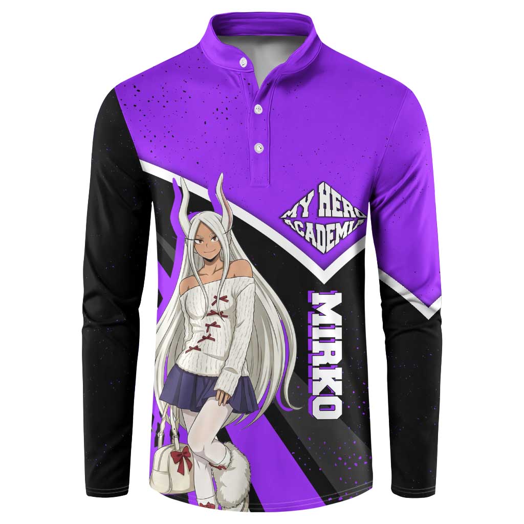 Mirko My Hero Academia Button Sweatshirt Anime Grunge Splatter Graphic Style