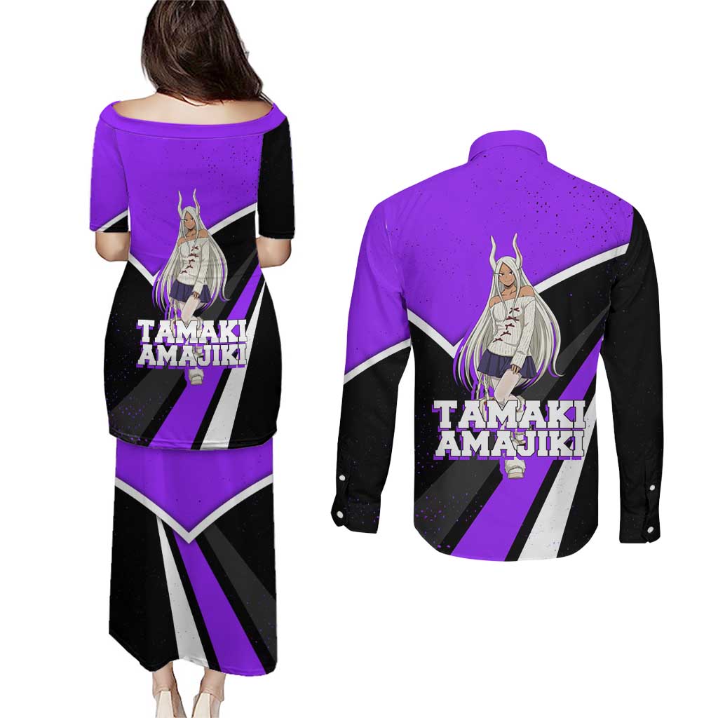 Mirko My Hero Academia Couples Matching Puletasi and Long Sleeve Button Shirt Anime Grunge Splatter Graphic Style
