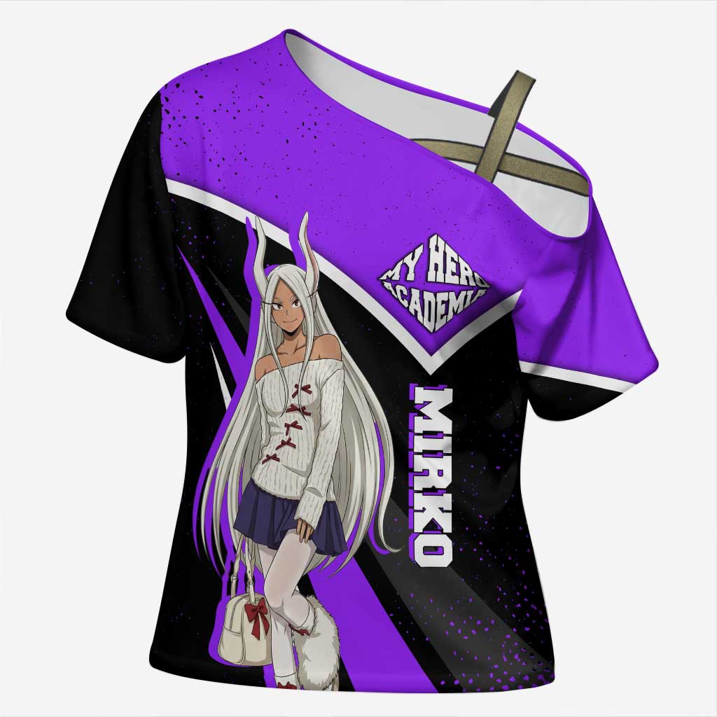 Mirko My Hero Academia Cross Shoulder Shirt Anime Grunge Splatter Graphic Style