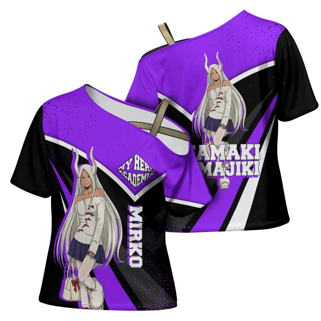 Mirko My Hero Academia Cross Shoulder Shirt Anime Grunge Splatter Graphic Style