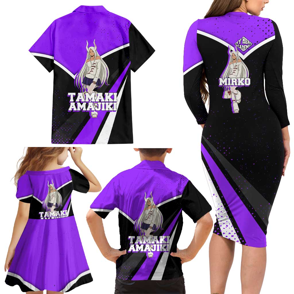 Mirko My Hero Academia Family Matching Long Sleeve Bodycon Dress and Hawaiian Shirt Anime Grunge Splatter Graphic Style
