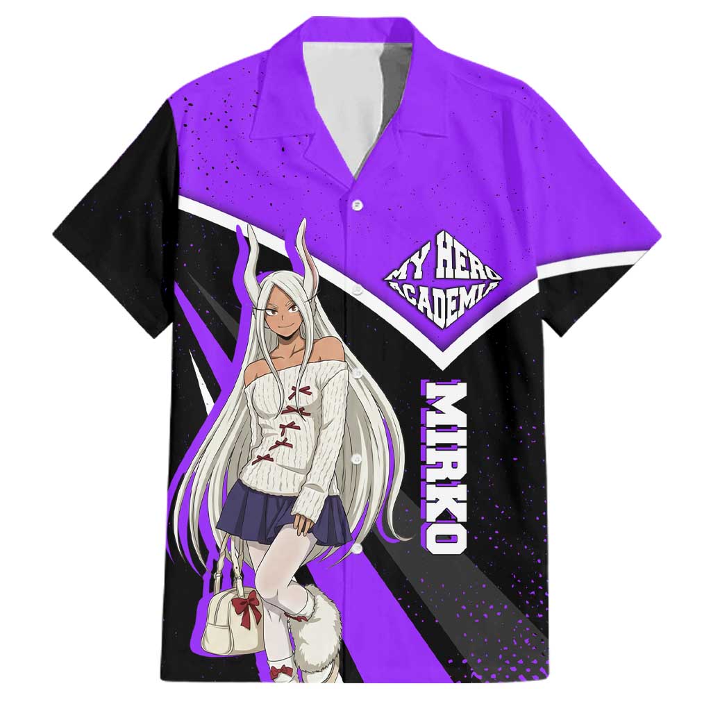 Mirko My Hero Academia Family Matching Off Shoulder Maxi Dress and Hawaiian Shirt Anime Grunge Splatter Graphic Style
