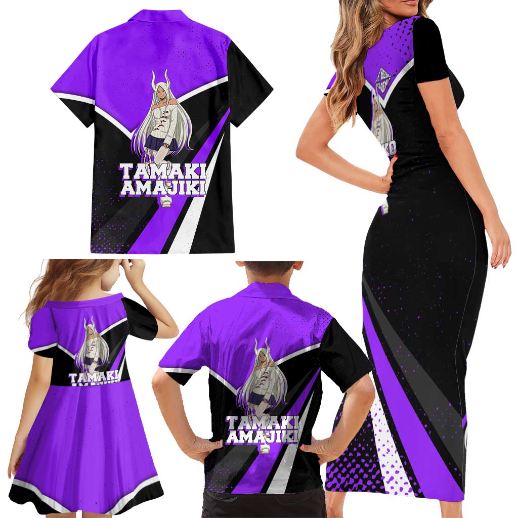 Mirko My Hero Academia Family Matching Short Sleeve Bodycon Dress and Hawaiian Shirt Anime Grunge Splatter Graphic Style