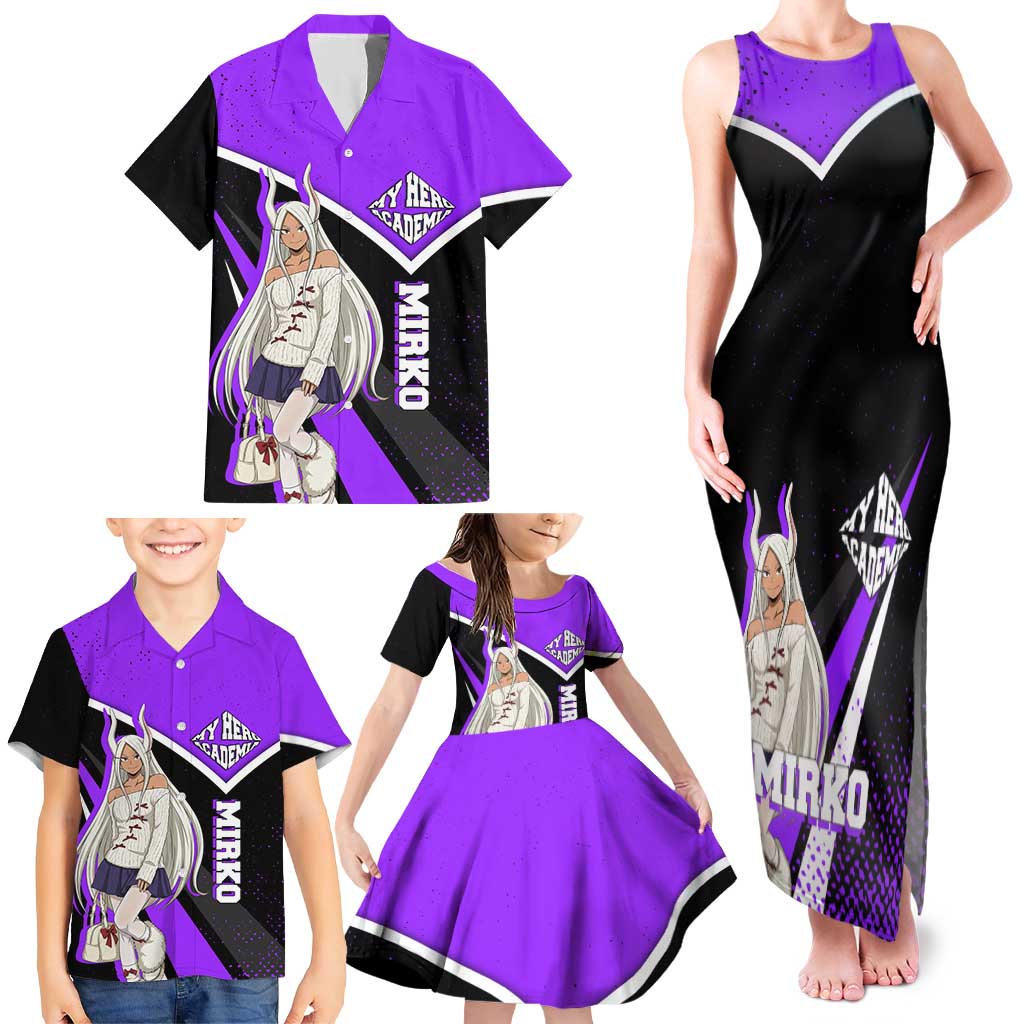 Mirko My Hero Academia Family Matching Tank Maxi Dress and Hawaiian Shirt Anime Grunge Splatter Graphic Style
