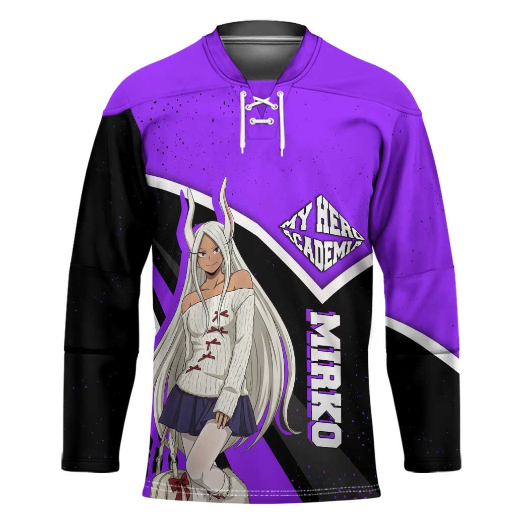 Mirko My Hero Academia Hockey Jersey Anime Grunge Splatter Graphic Style