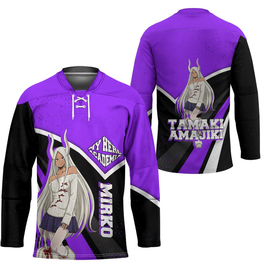 Mirko My Hero Academia Hockey Jersey Anime Grunge Splatter Graphic Style