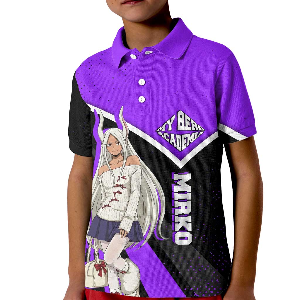 Mirko My Hero Academia Kid Polo Shirt Anime Grunge Splatter Graphic Style