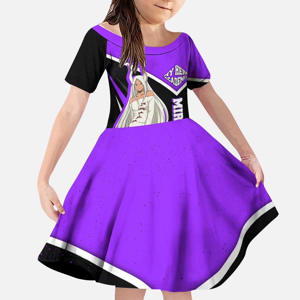 Mirko My Hero Academia Kid Short Sleeve Dress Anime Grunge Splatter Graphic Style