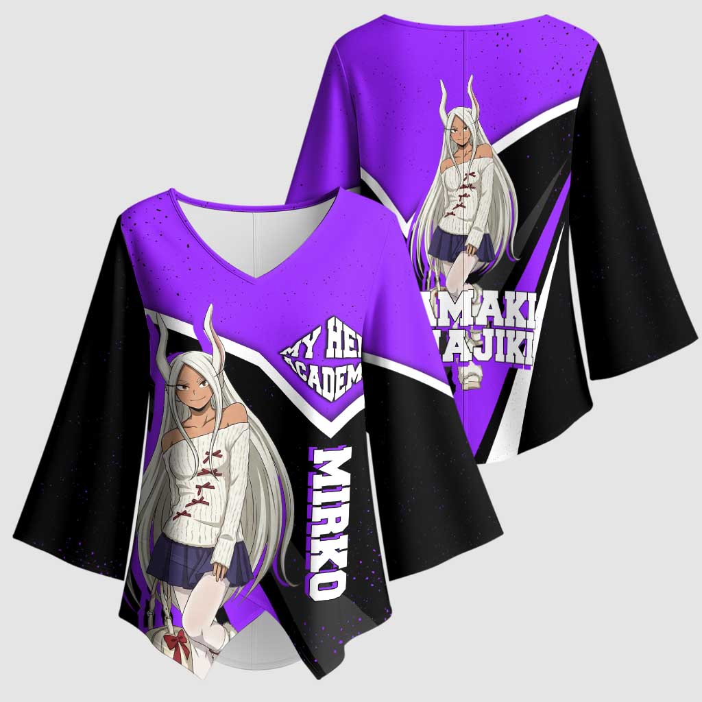 Mirko My Hero Academia Kimono Sleeve Blouse Anime Grunge Splatter Graphic Style