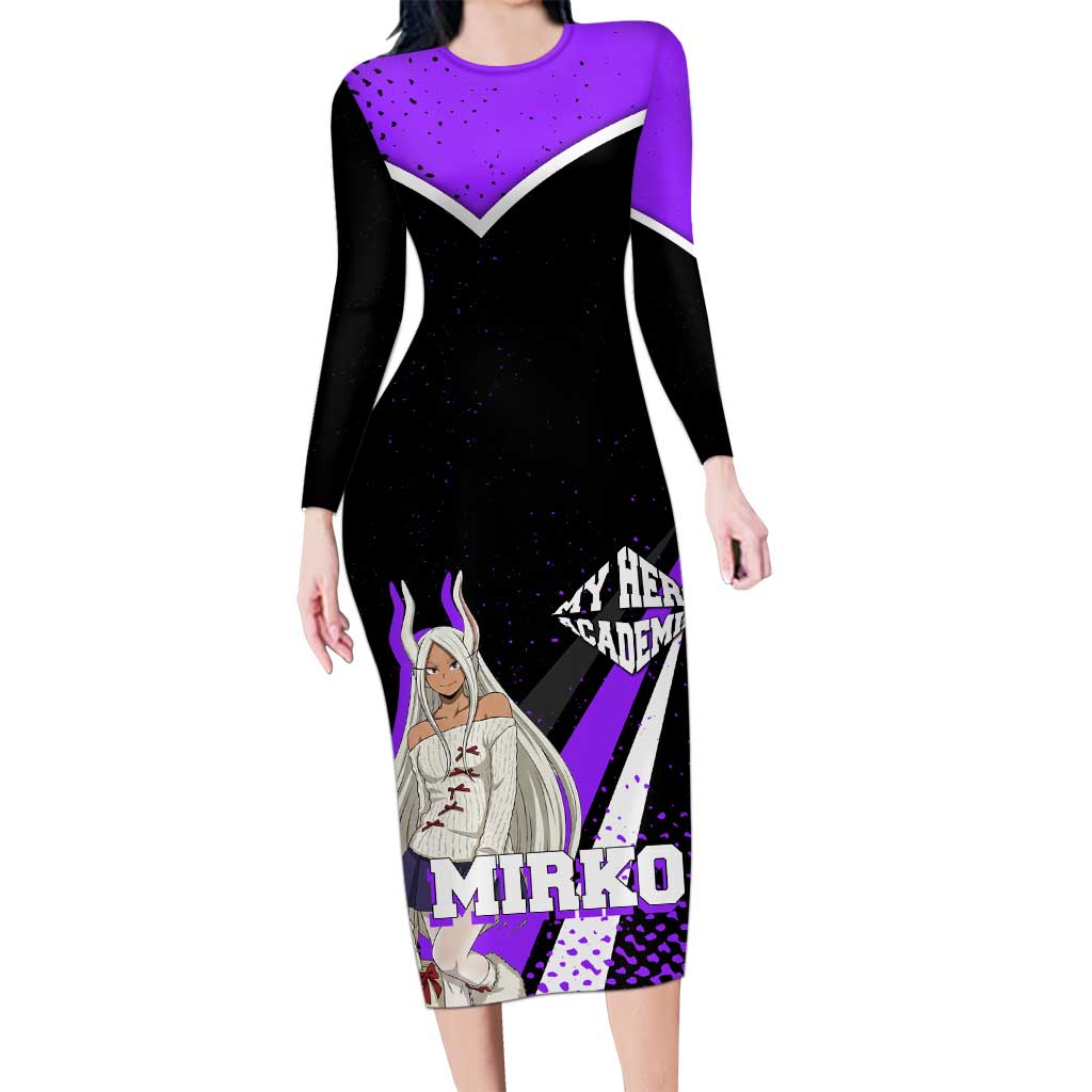 Mirko My Hero Academia Long Sleeve Bodycon Dress Anime Grunge Splatter Graphic Style