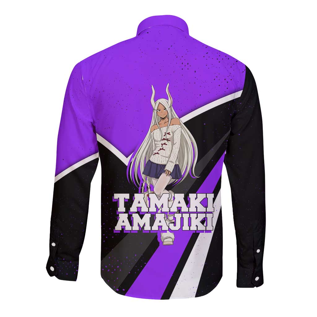 Mirko My Hero Academia Long Sleeve Button Shirt Anime Grunge Splatter Graphic Style