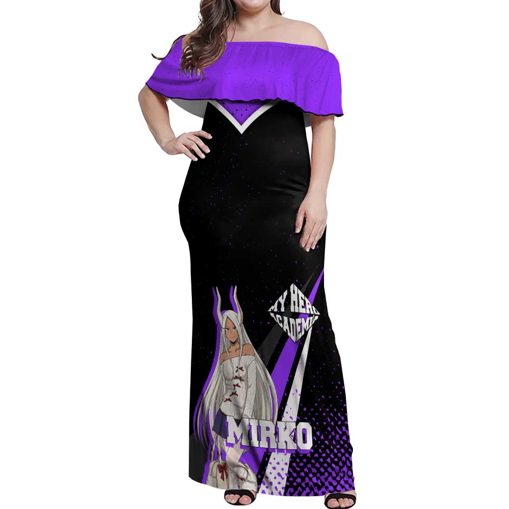Mirko My Hero Academia Off Shoulder Maxi Dress Anime Grunge Splatter Graphic Style