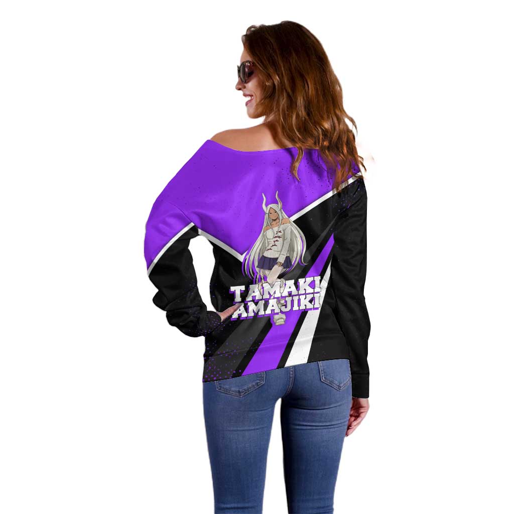 Mirko My Hero Academia Off Shoulder Sweater Anime Grunge Splatter Graphic Style