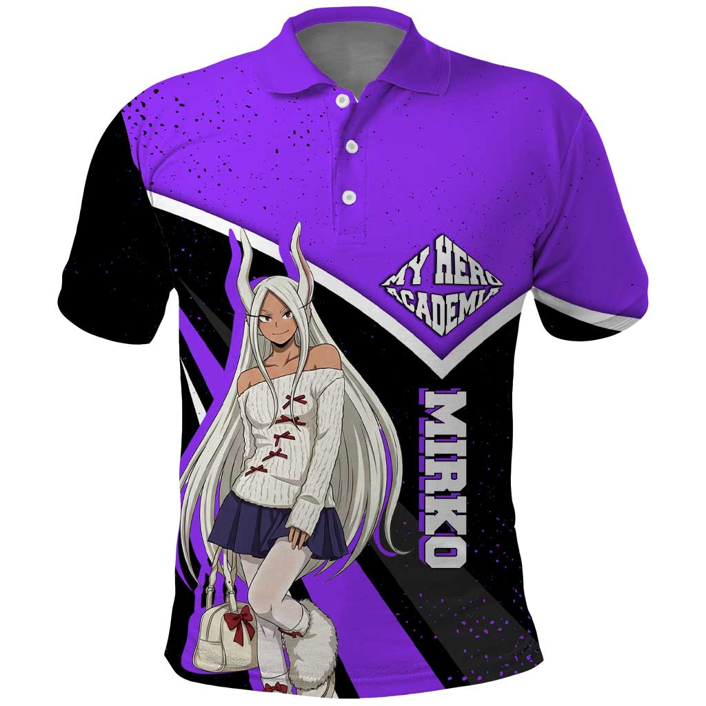 Mirko My Hero Academia Polo Shirt Anime Grunge Splatter Graphic Style