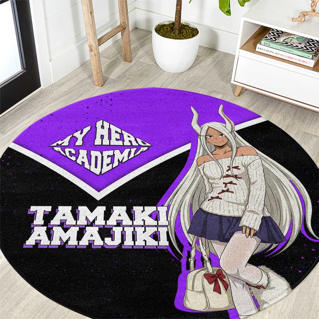 Mirko My Hero Academia Round Carpet Anime Grunge Splatter Graphic Style