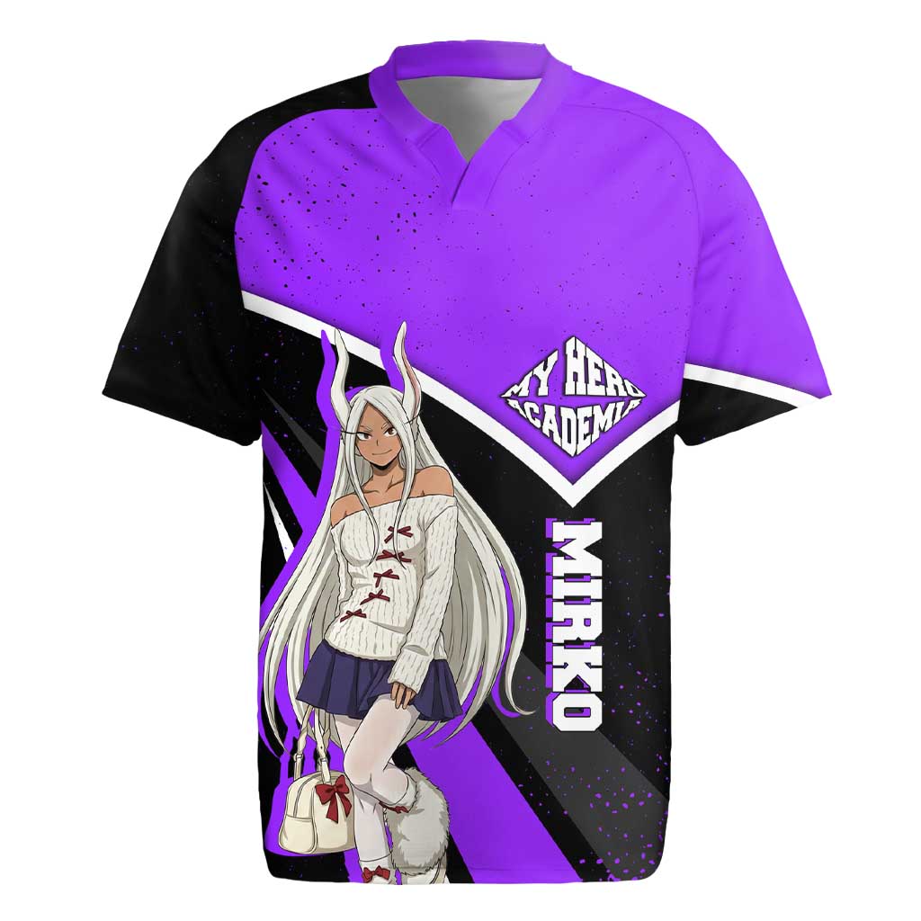 Mirko My Hero Academia Rugby Jersey Anime Grunge Splatter Graphic Style