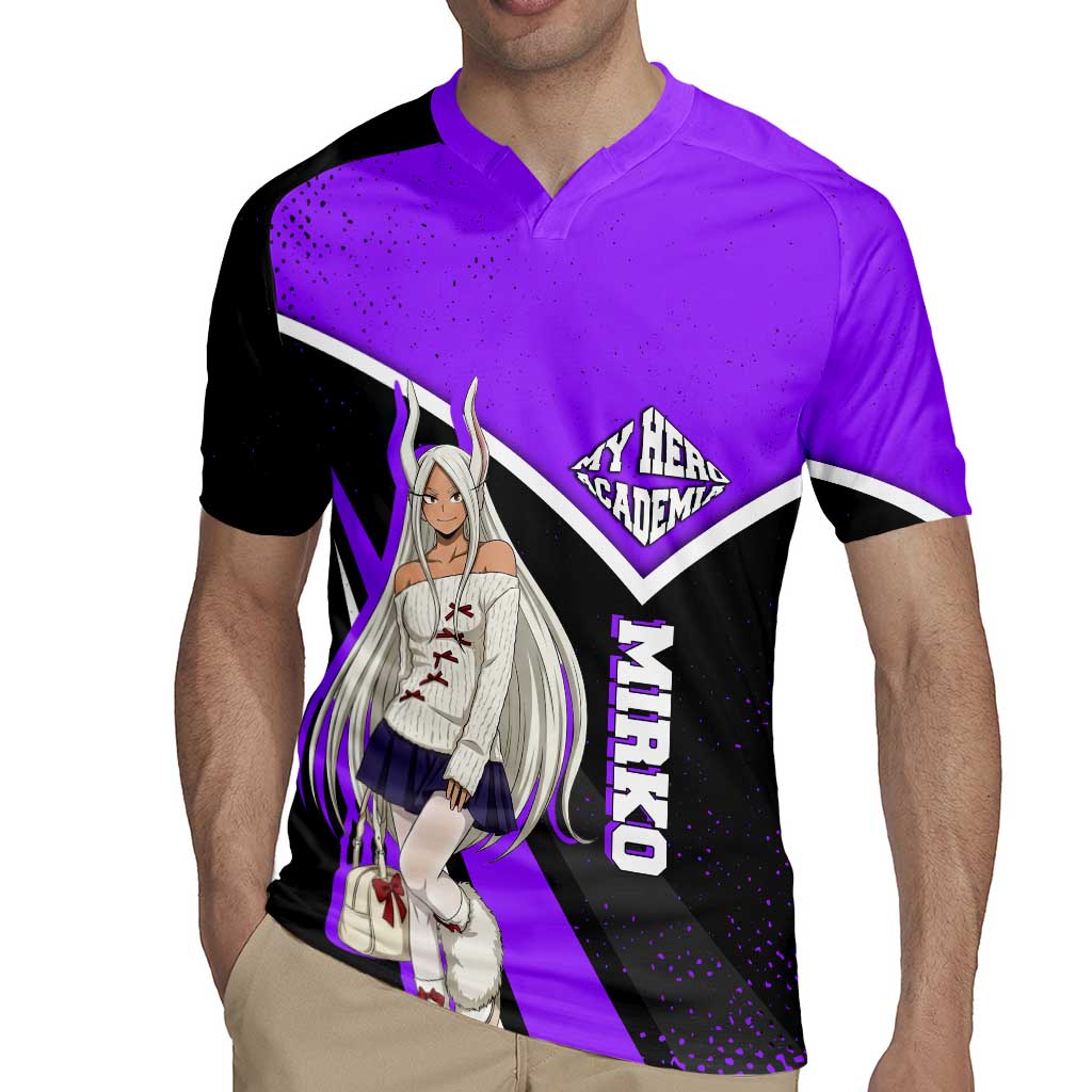 Mirko My Hero Academia Rugby Jersey Anime Grunge Splatter Graphic Style