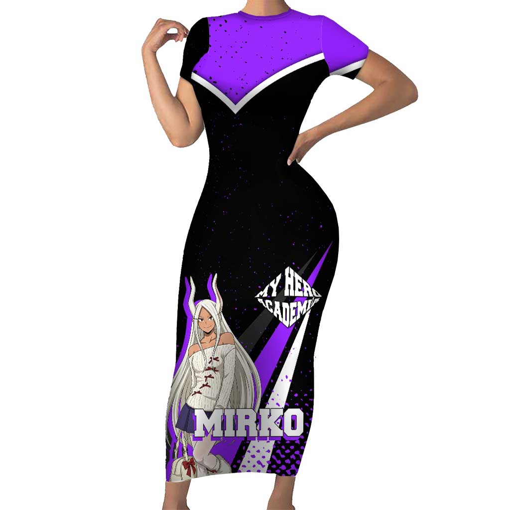 Mirko My Hero Academia Short Sleeve Bodycon Dress Anime Grunge Splatter Graphic Style