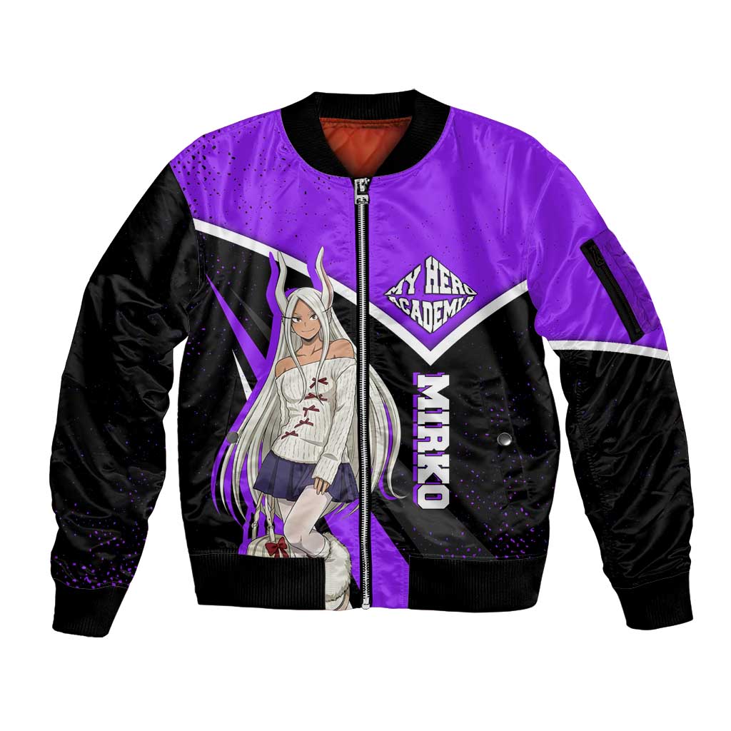 Mirko My Hero Academia Sleeve Zip Bomber Jacket Anime Grunge Splatter Graphic Style
