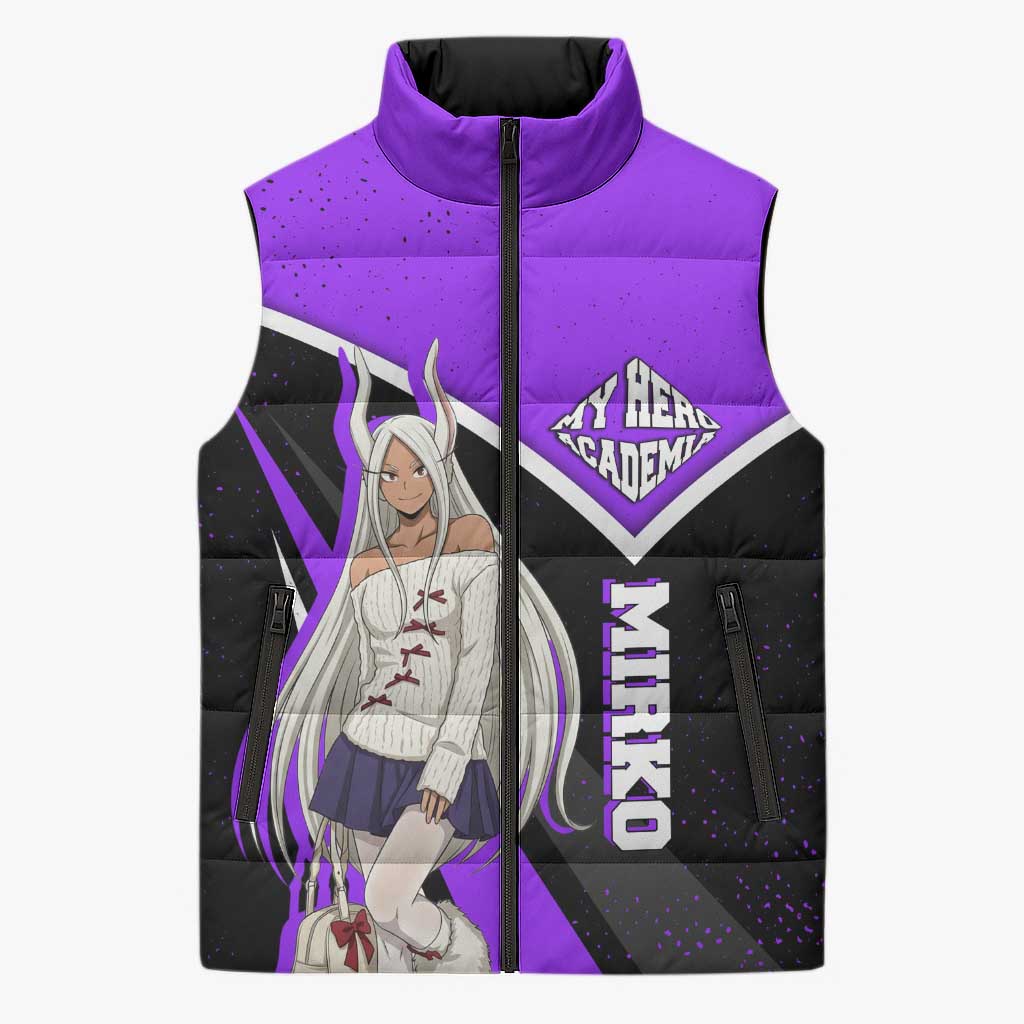 Mirko My Hero Academia Sleeveless Puffer Jacket Anime Grunge Splatter Graphic Style