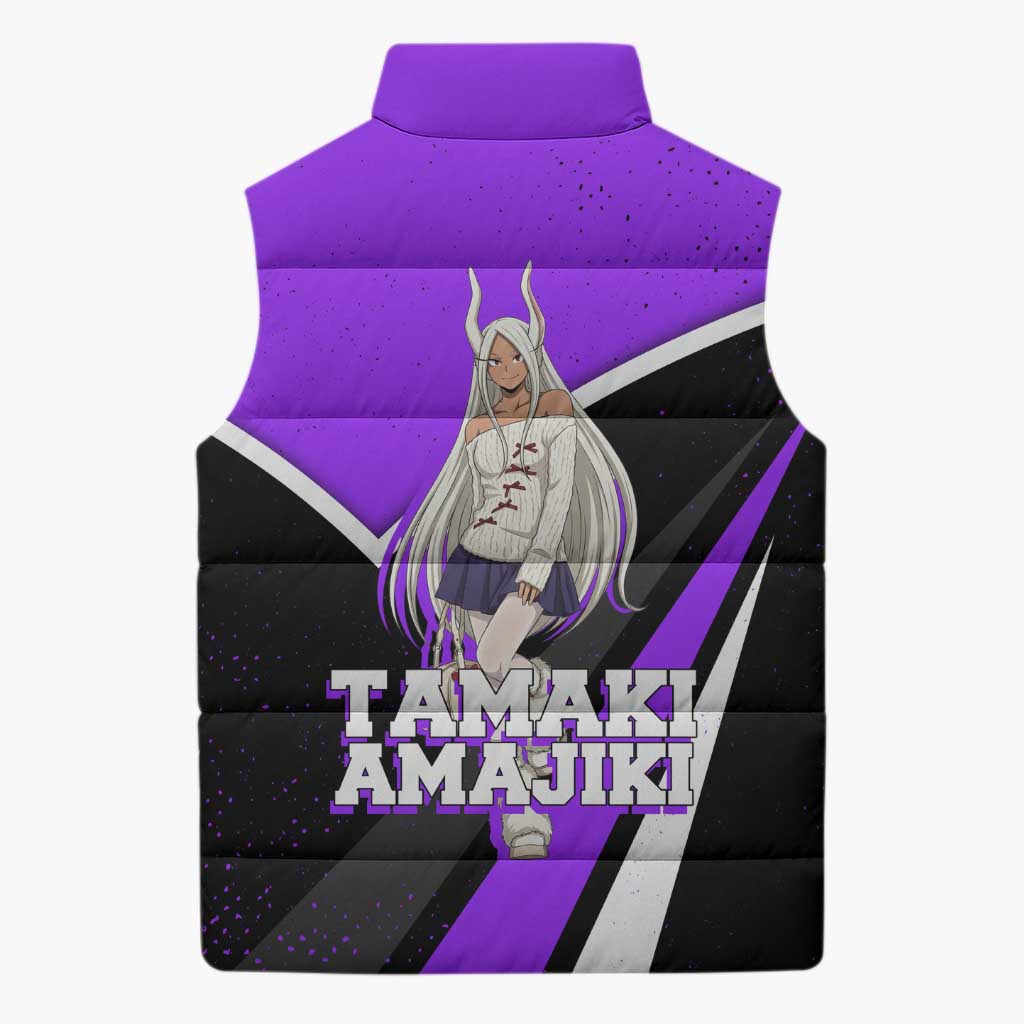 Mirko My Hero Academia Sleeveless Puffer Jacket Anime Grunge Splatter Graphic Style