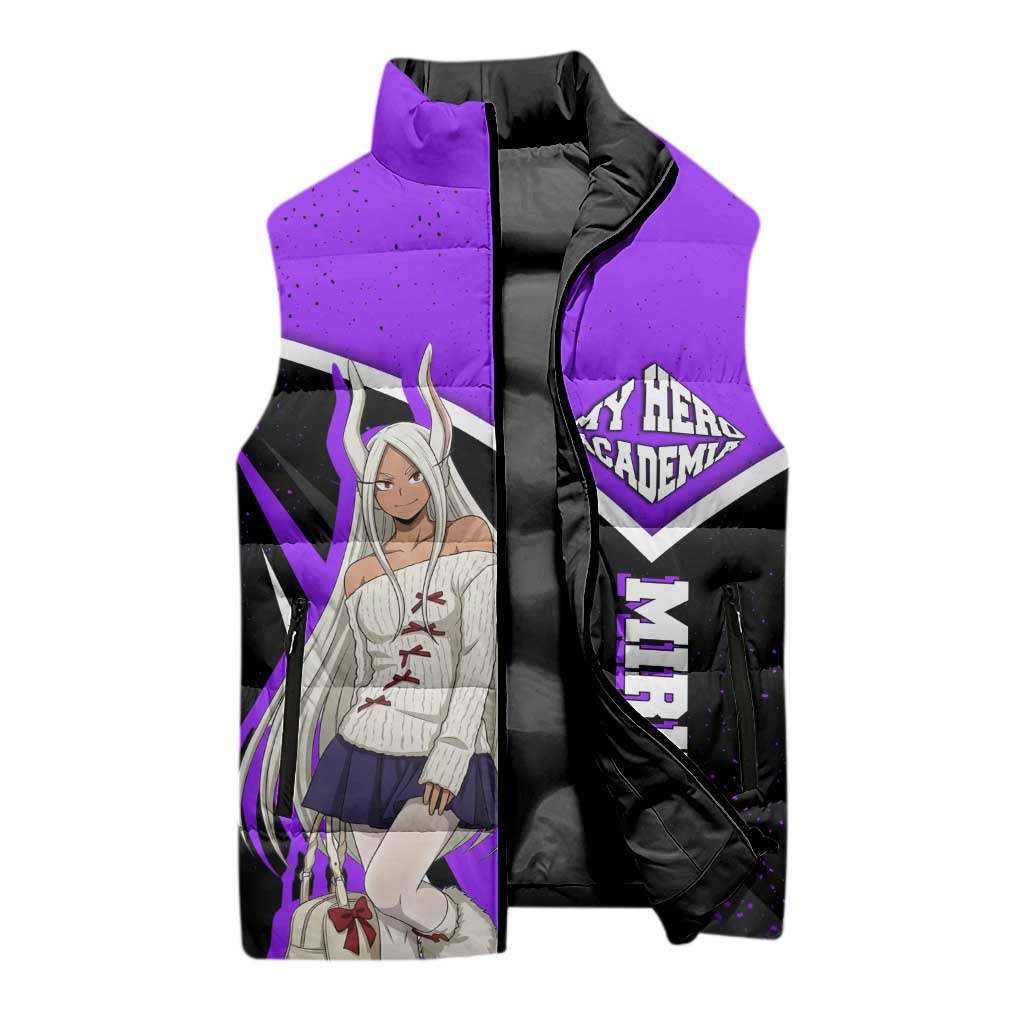 Mirko My Hero Academia Sleeveless Puffer Jacket Anime Grunge Splatter Graphic Style