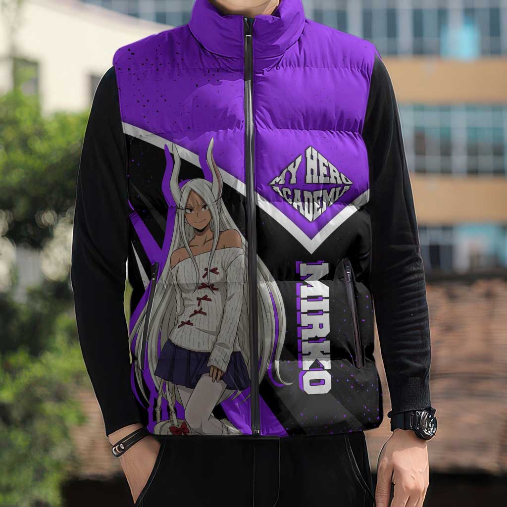 Mirko My Hero Academia Sleeveless Puffer Jacket Anime Grunge Splatter Graphic Style