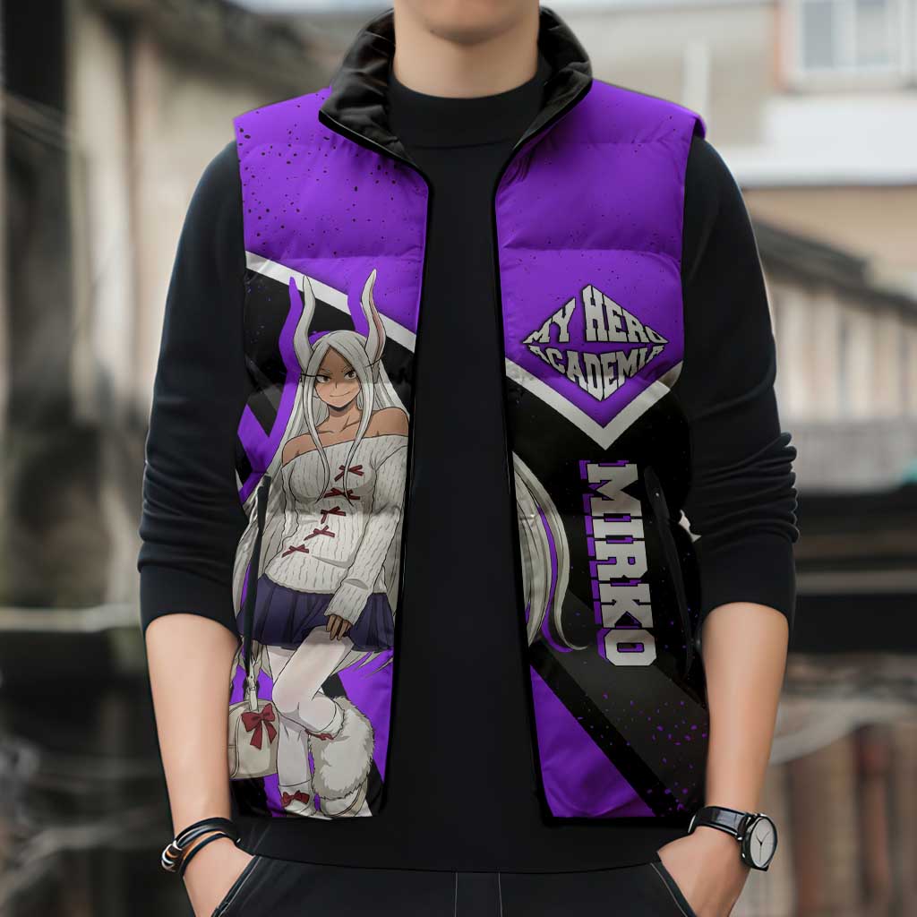 Mirko My Hero Academia Sleeveless Puffer Jacket Anime Grunge Splatter Graphic Style