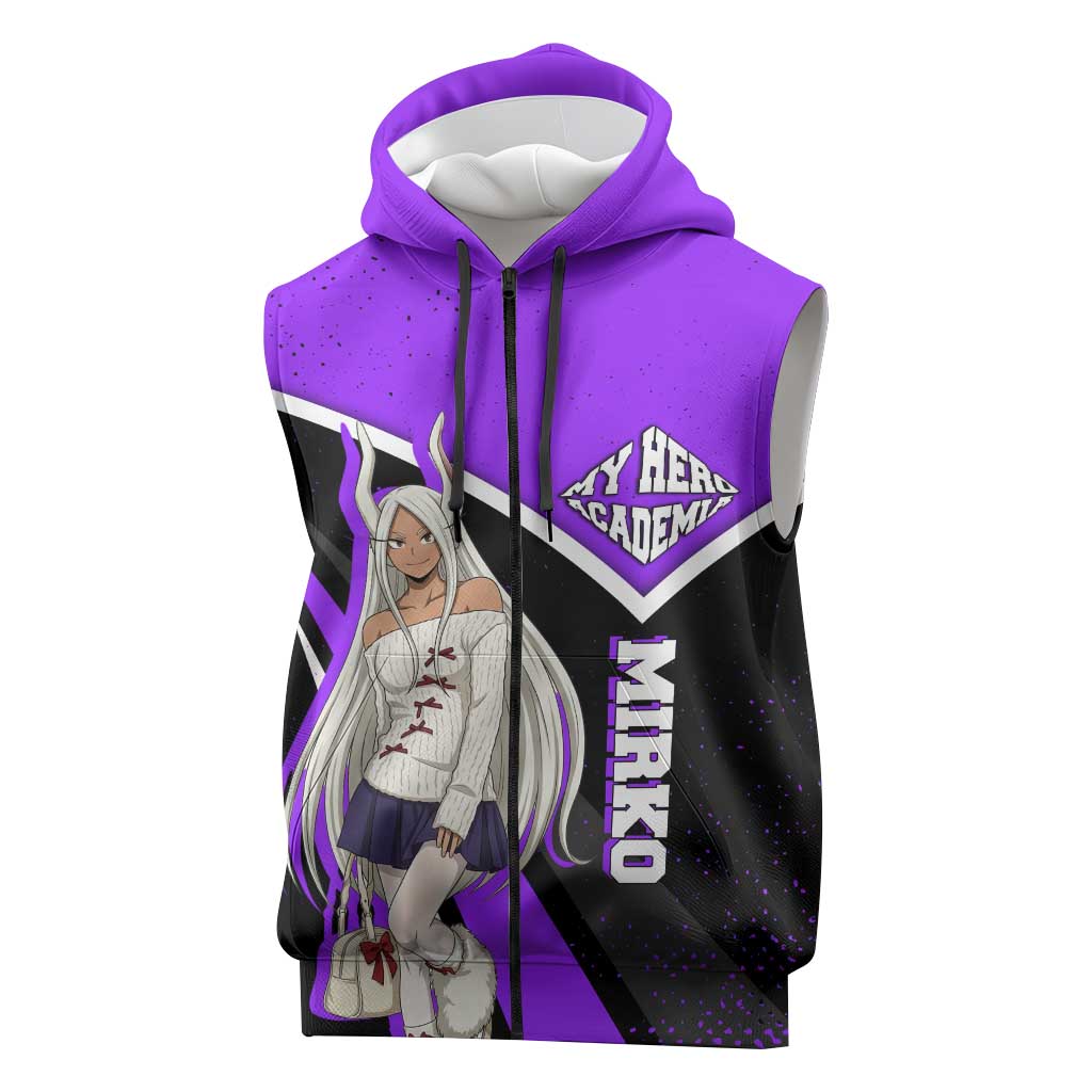 Mirko My Hero Academia Sleeveless Zip Hoodie Anime Grunge Splatter Graphic Style