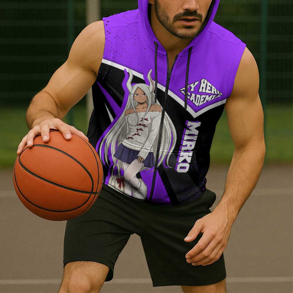 Mirko My Hero Academia Sleeveless Zip Hoodie Anime Grunge Splatter Graphic Style