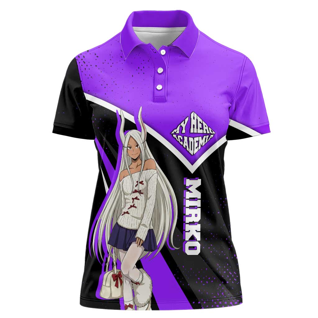 Mirko My Hero Academia Women Polo Shirt Anime Grunge Splatter Graphic Style