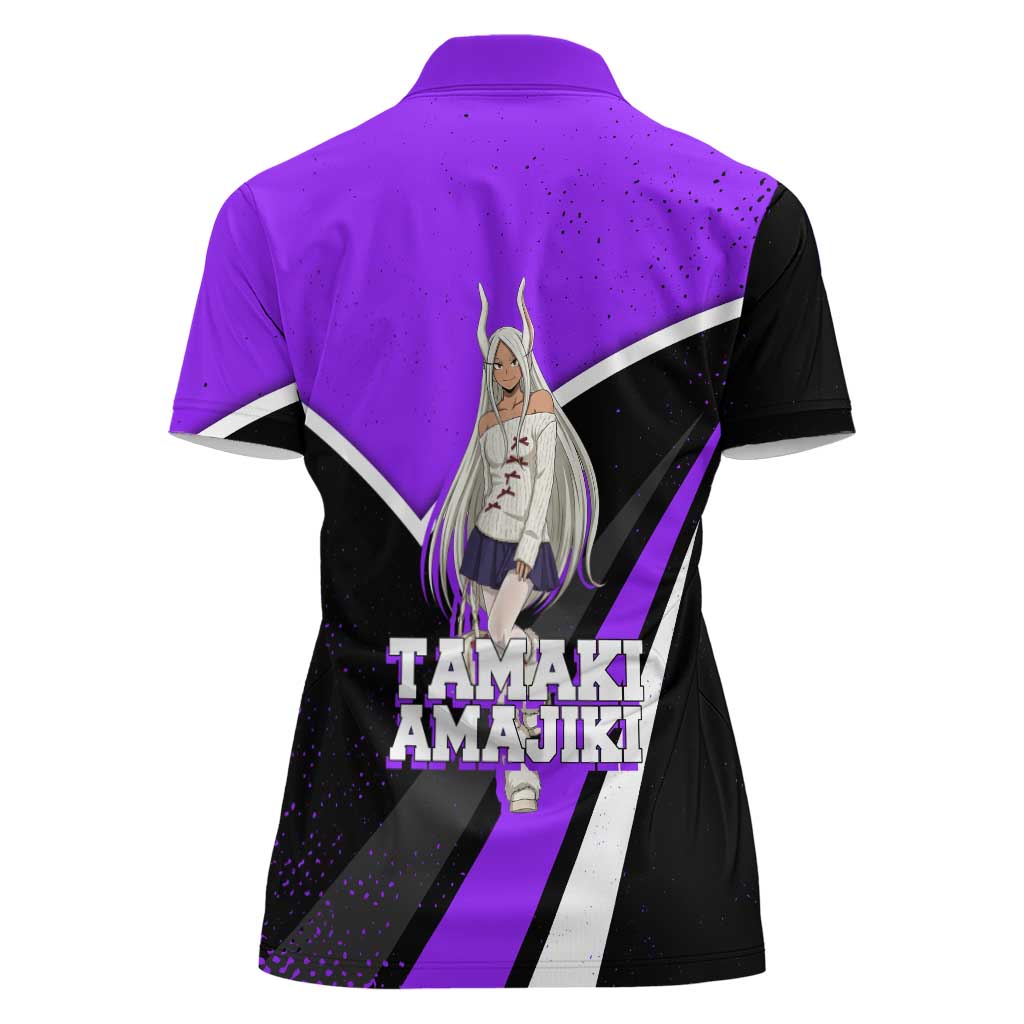 Mirko My Hero Academia Women Polo Shirt Anime Grunge Splatter Graphic Style