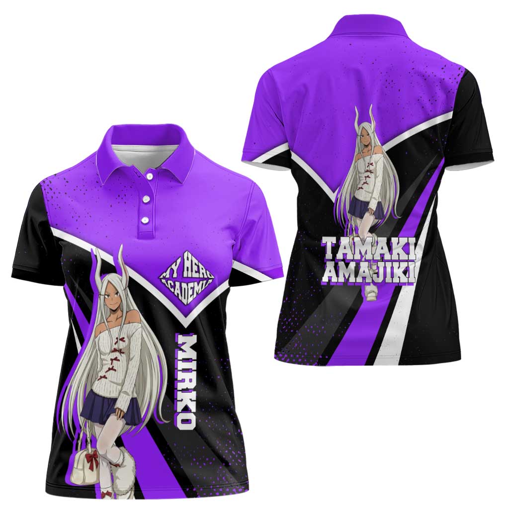 Mirko My Hero Academia Women Polo Shirt Anime Grunge Splatter Graphic Style