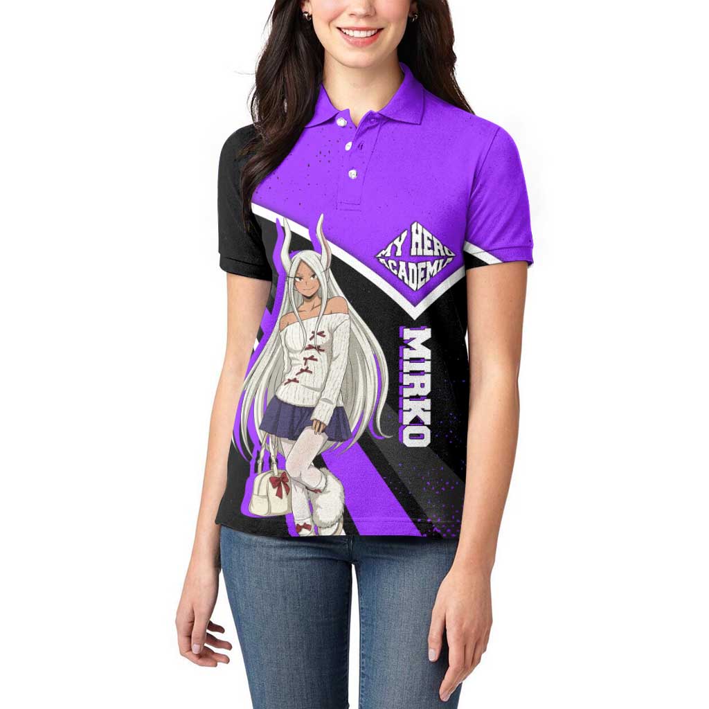 Mirko My Hero Academia Women Polo Shirt Anime Grunge Splatter Graphic Style