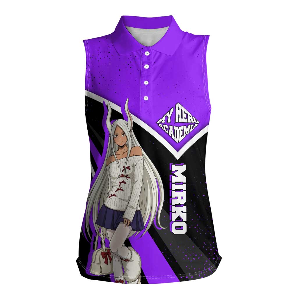 Mirko My Hero Academia Women Sleeveless Polo Shirt Anime Grunge Splatter Graphic Style