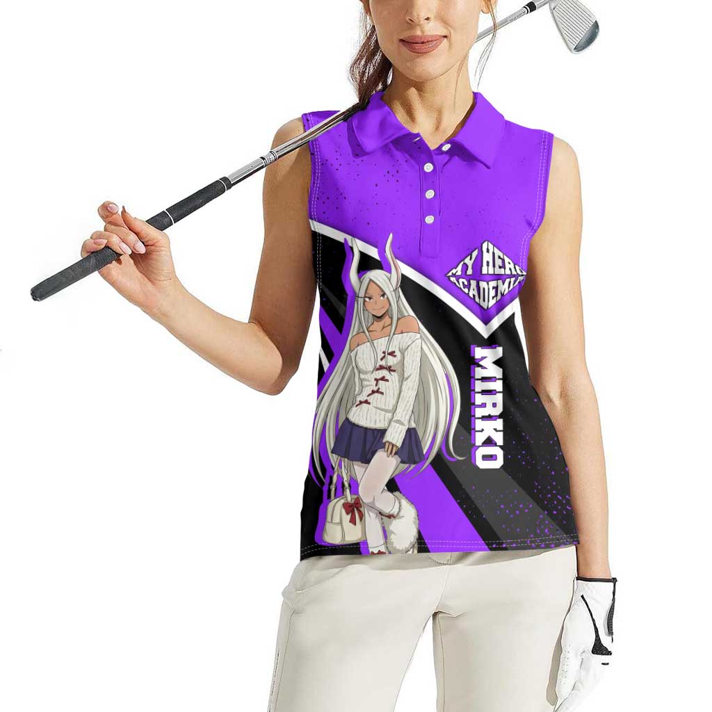 Mirko My Hero Academia Women Sleeveless Polo Shirt Anime Grunge Splatter Graphic Style