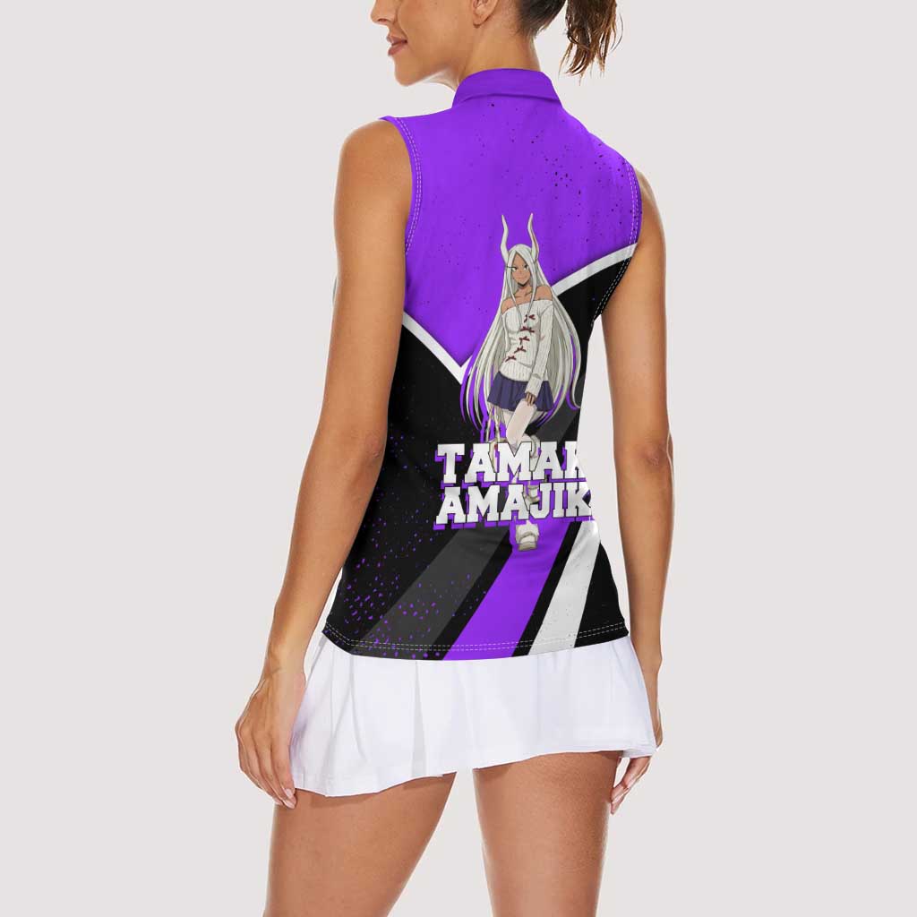 Mirko My Hero Academia Women Sleeveless Polo Shirt Anime Grunge Splatter Graphic Style