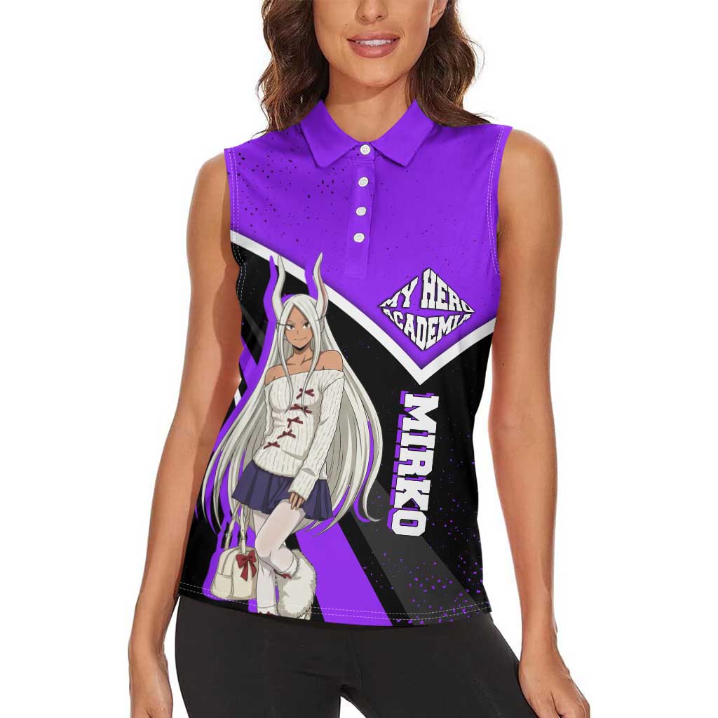 Mirko My Hero Academia Women Sleeveless Polo Shirt Anime Grunge Splatter Graphic Style