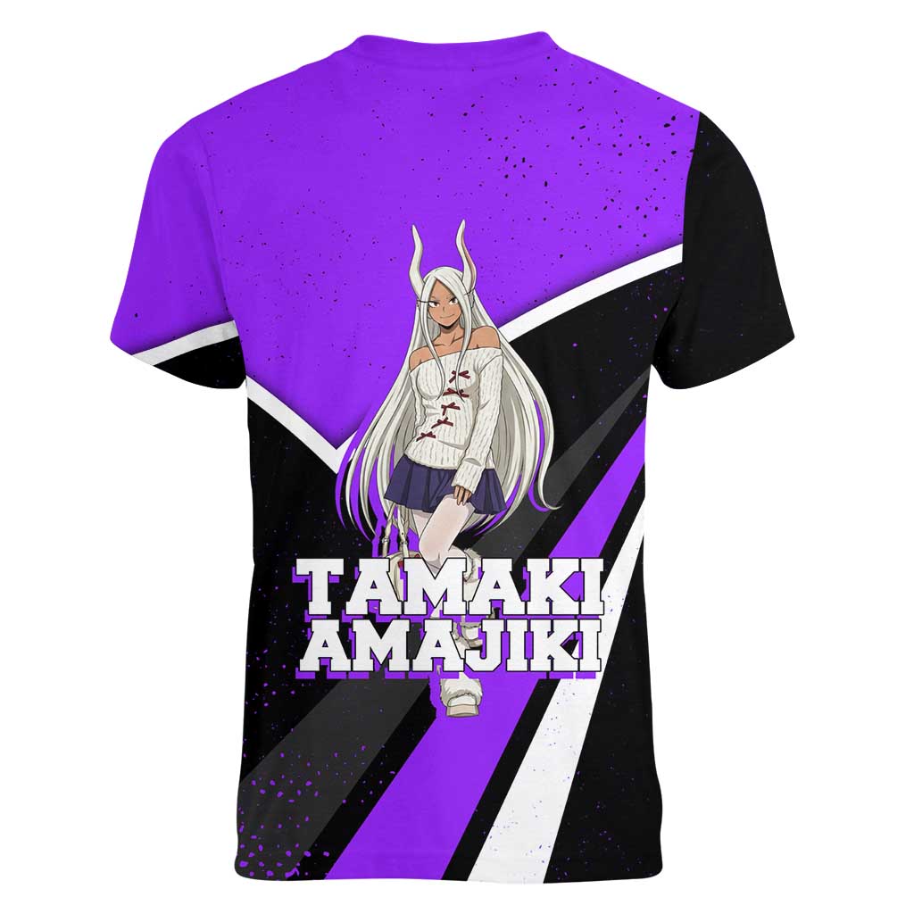 Mirko My Hero Academia Women V-Neck T-Shirt Anime Grunge Splatter Graphic Style