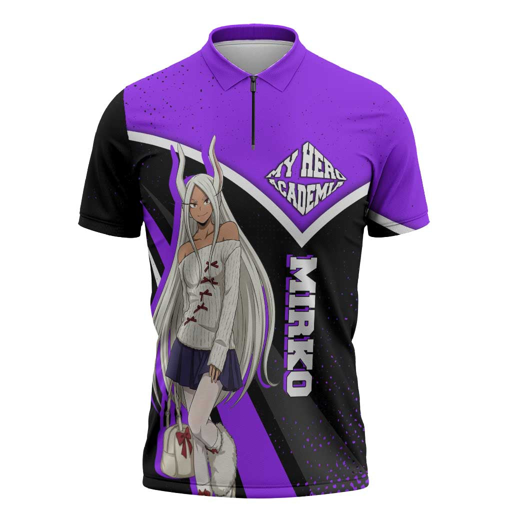 Mirko My Hero Academia Zipper Polo Shirt Anime Grunge Splatter Graphic Style