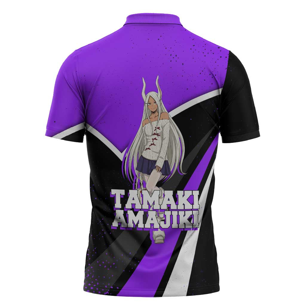 Mirko My Hero Academia Zipper Polo Shirt Anime Grunge Splatter Graphic Style