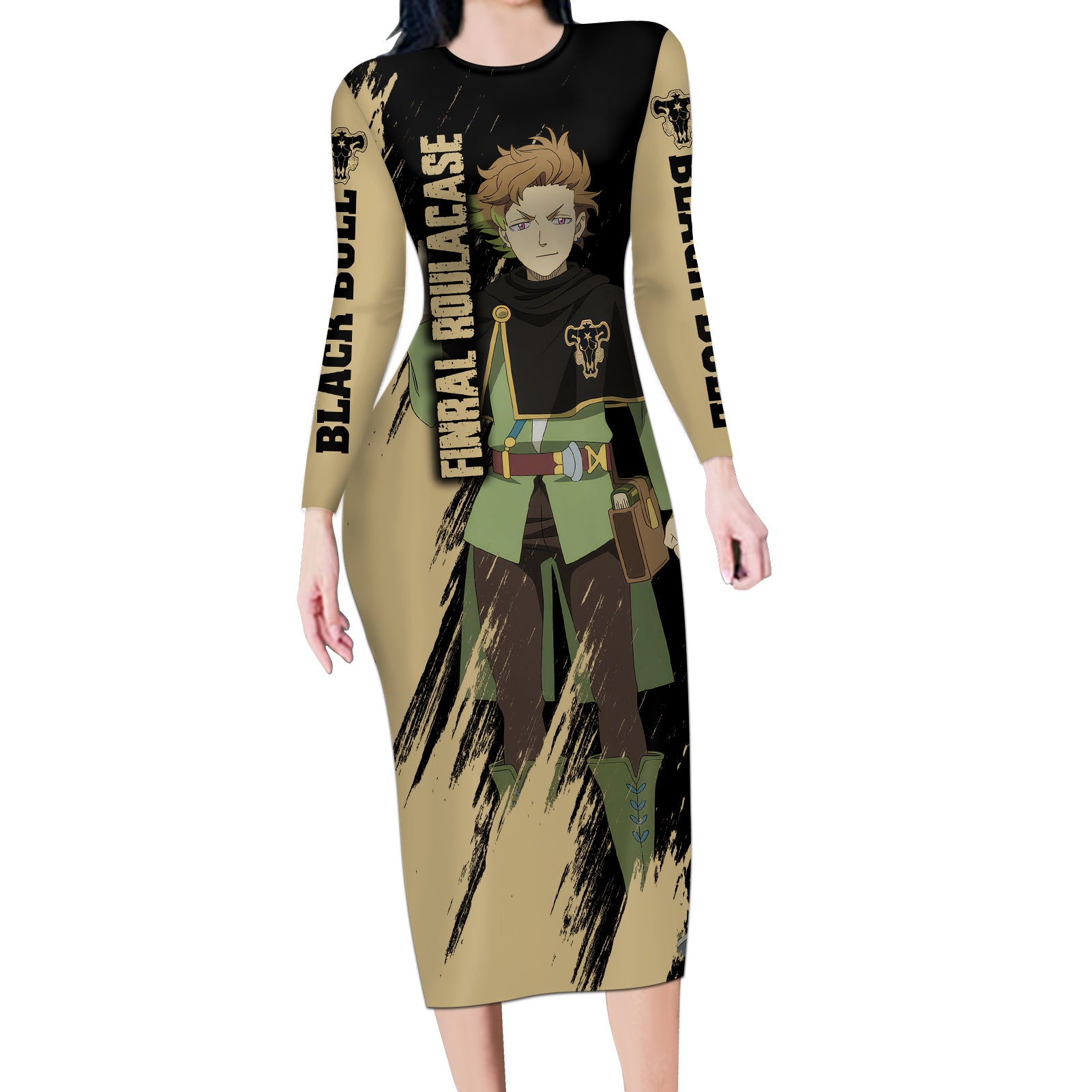 Black Bull Finral Roulacase Long Sleeve Bodycon Dress Black Clover Anime