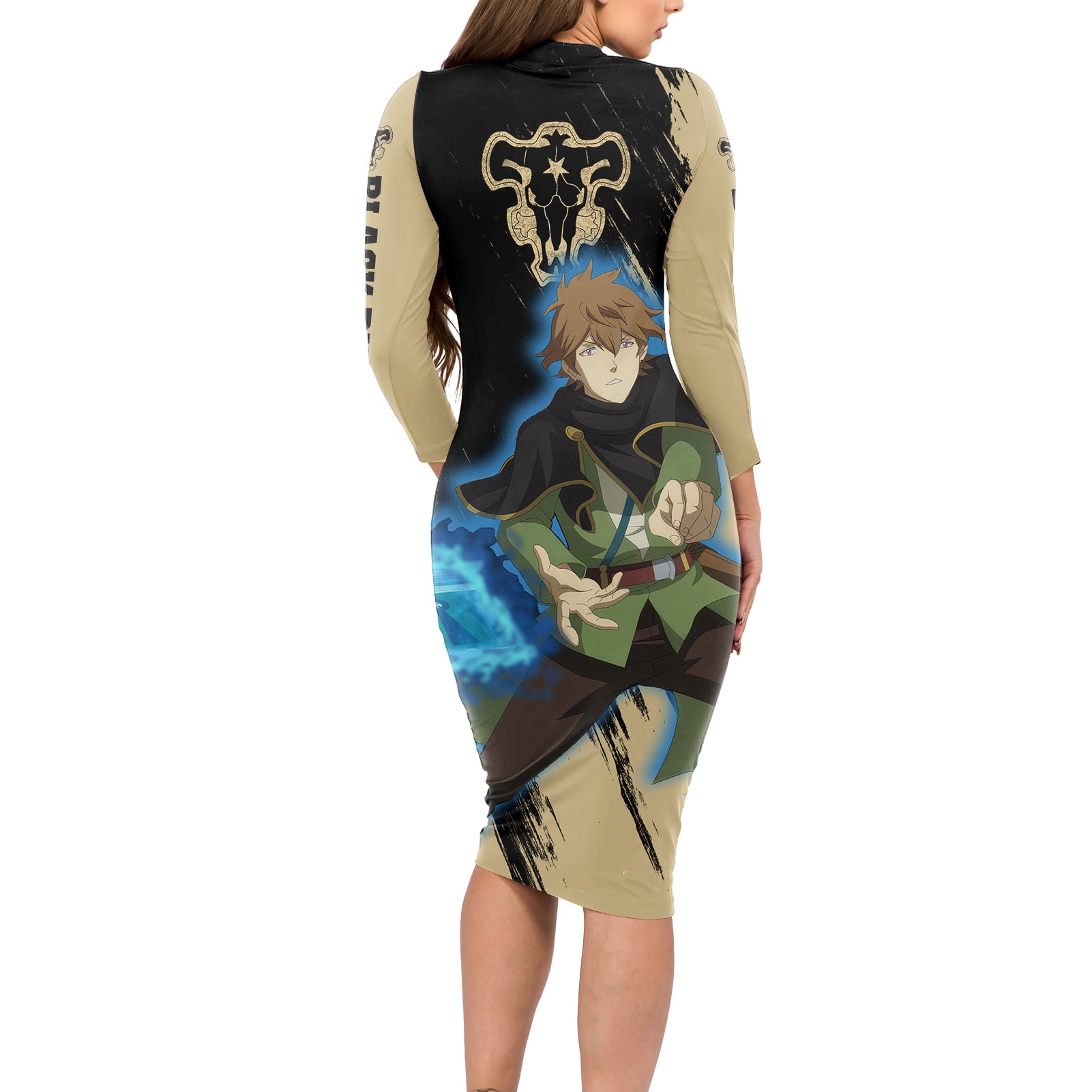 Black Bull Finral Roulacase Long Sleeve Bodycon Dress Black Clover Anime
