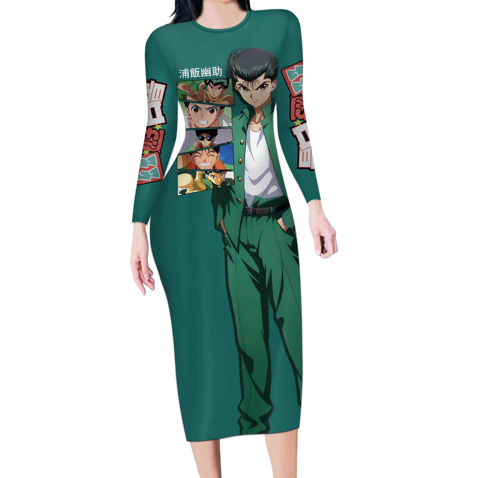 Yusuke Urameshi Long Sleeve Bodycon Dress Yu Yu Hakusho Anime